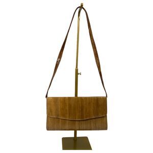 Vintage Eel Skin Brown Crossbody Clutch Convertible Purse Handbag Bag
